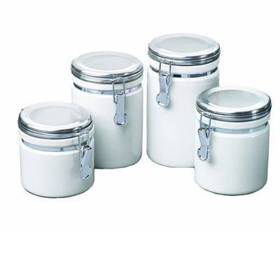 4pc White Ceramic Canister Set