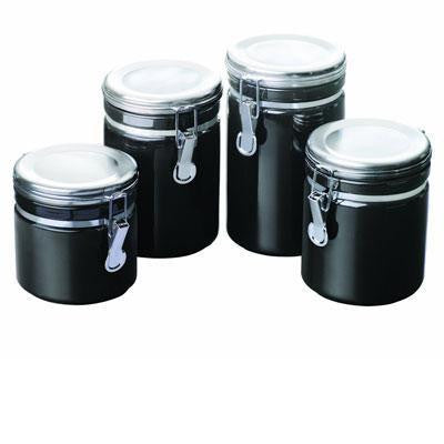 4pc Black Ceramic Canister Set