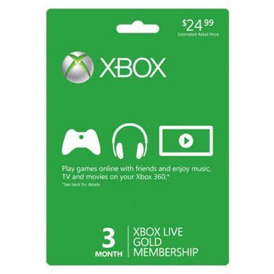 Xbox Live 3 Month Gold Card