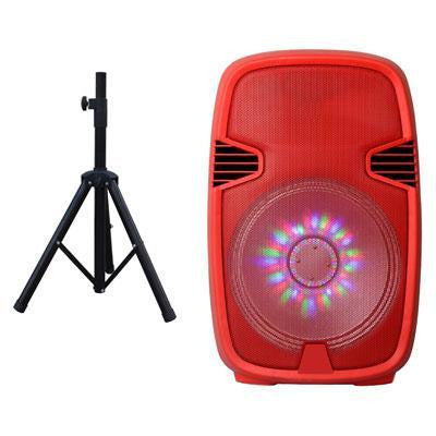 15" Prtbl Bluetooth DJ Speaker With Stnd Rd