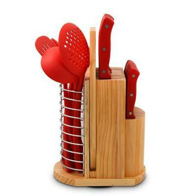 Pl 18pc Carousel Knife Set Red