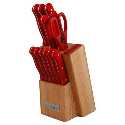 13pc Knife Block Set Red